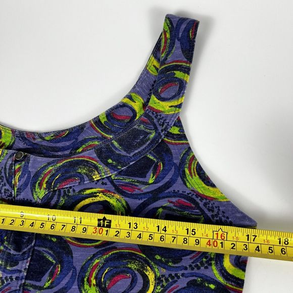Rei Tank Dress Sz M Indigo Abstract Swirls Knee Length Fit & Flare Stretch - Picture 7 of 13
